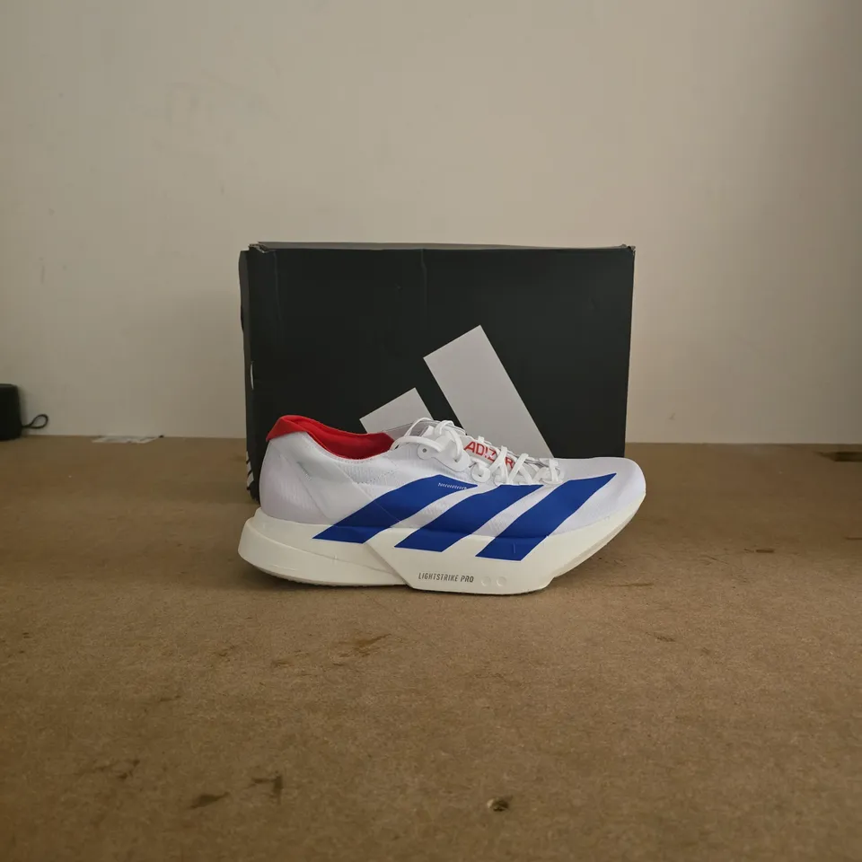 ADIDAS ADIZERO LIGHTSTRIKE PRO RUNNING SHOES – WHITE/BLUE, BOXED UK 10