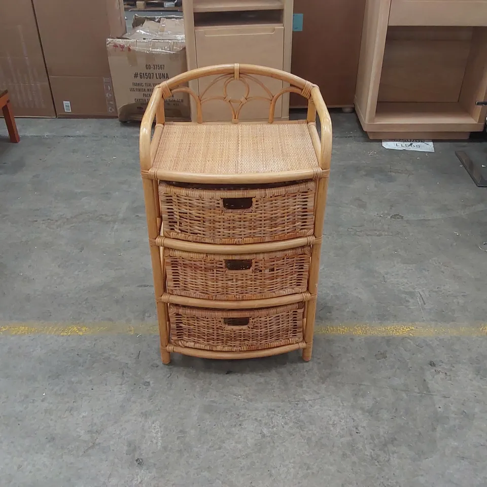 DESIGNER RATTAN 3 DRAWER CABINET