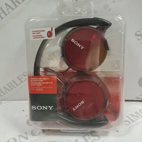 BOXED SONY MDR-ZX310 STEREO OVER-EAR HEADPHONES IN RED