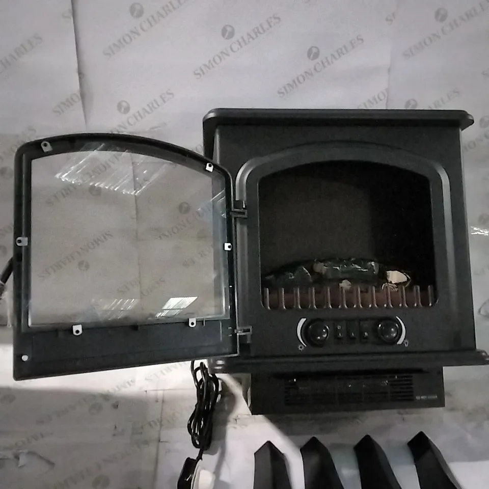 BOXED COLMAN ELECTRIC STOVE 1.8KW MATT BLACK LOG BED 