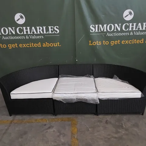 DESIGNER RATTAN 3-PIECE HALF-MOON GARDEN SOFA