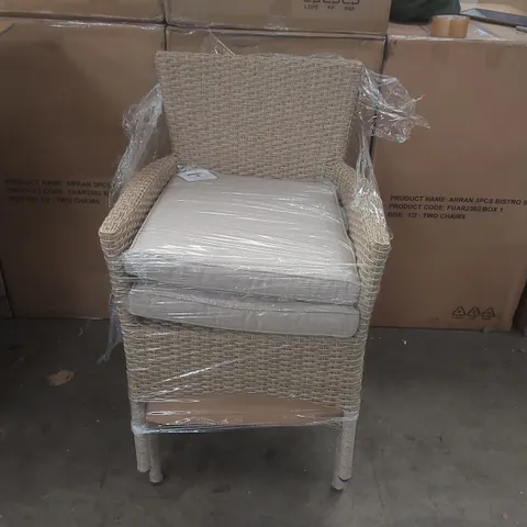 BOXED SET OF 2 TRUGARDEN RATTAN GARDEN DINING CHAIRS 