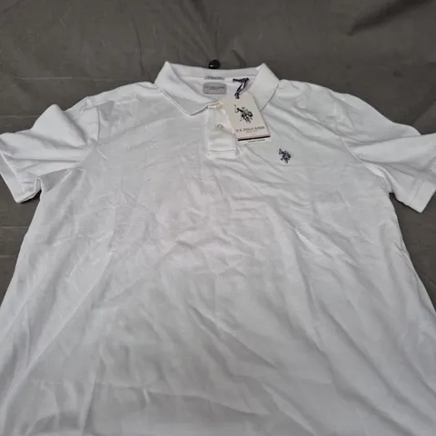 U.S. POLO ASSN. WHITE LUXURY COTTON POLO SHIRT β SIZE L (UK LARGE)