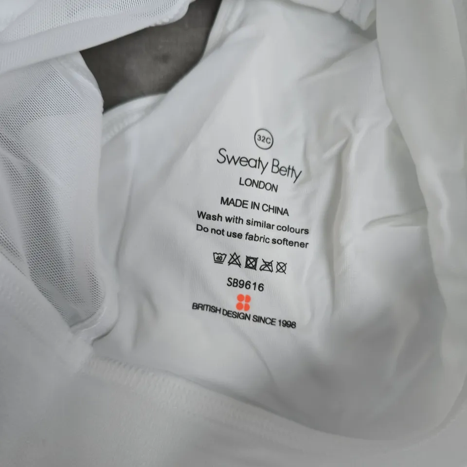 SWEATY BETTY POWER PRO RUNNING BRA IN WHITE - SIZE 32C