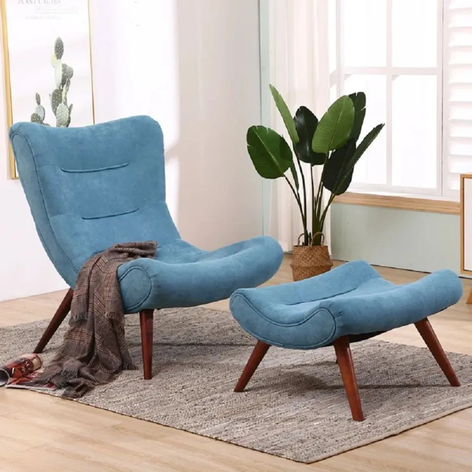 BOXEE AERYN LIVING AND HOME ARMCHAIR & FOOT REST IN SKY BLUE