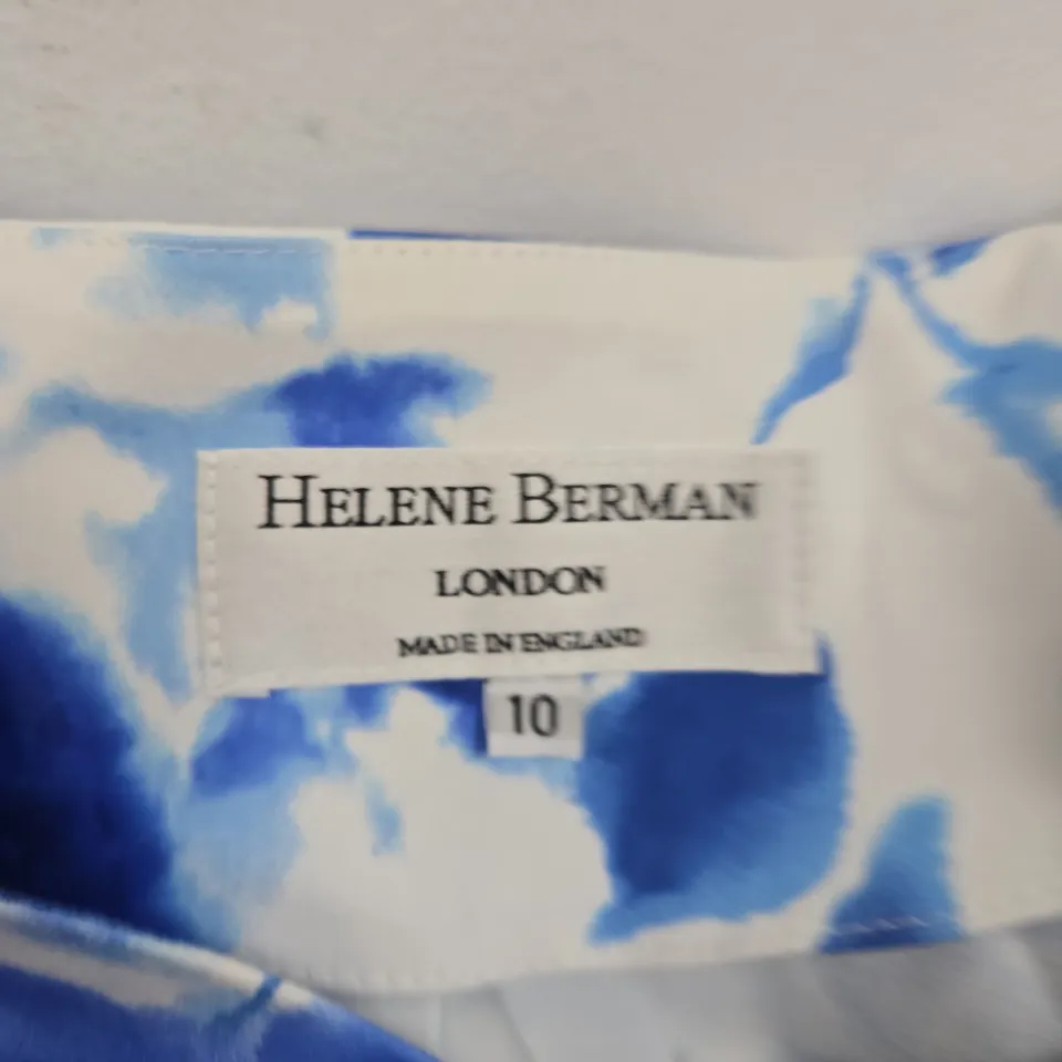 HELENE BERMAN LONDON DRESS – BLUE & WHITE FLORAL, UK 10 (MADE IN ENGLAND)