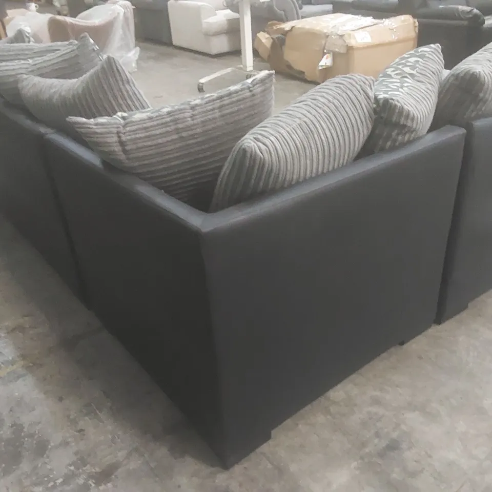 DESIGNER PHOENIX CORNER SOFA - GREY/BLACK