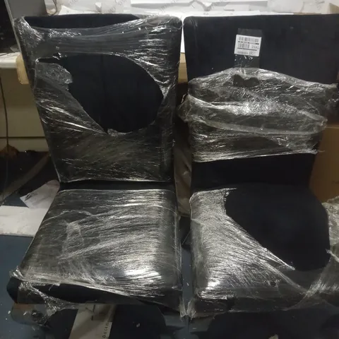 BOXED PAIR OF GRACE VELVET DINING CHAIRS IN BKACK/CHROME