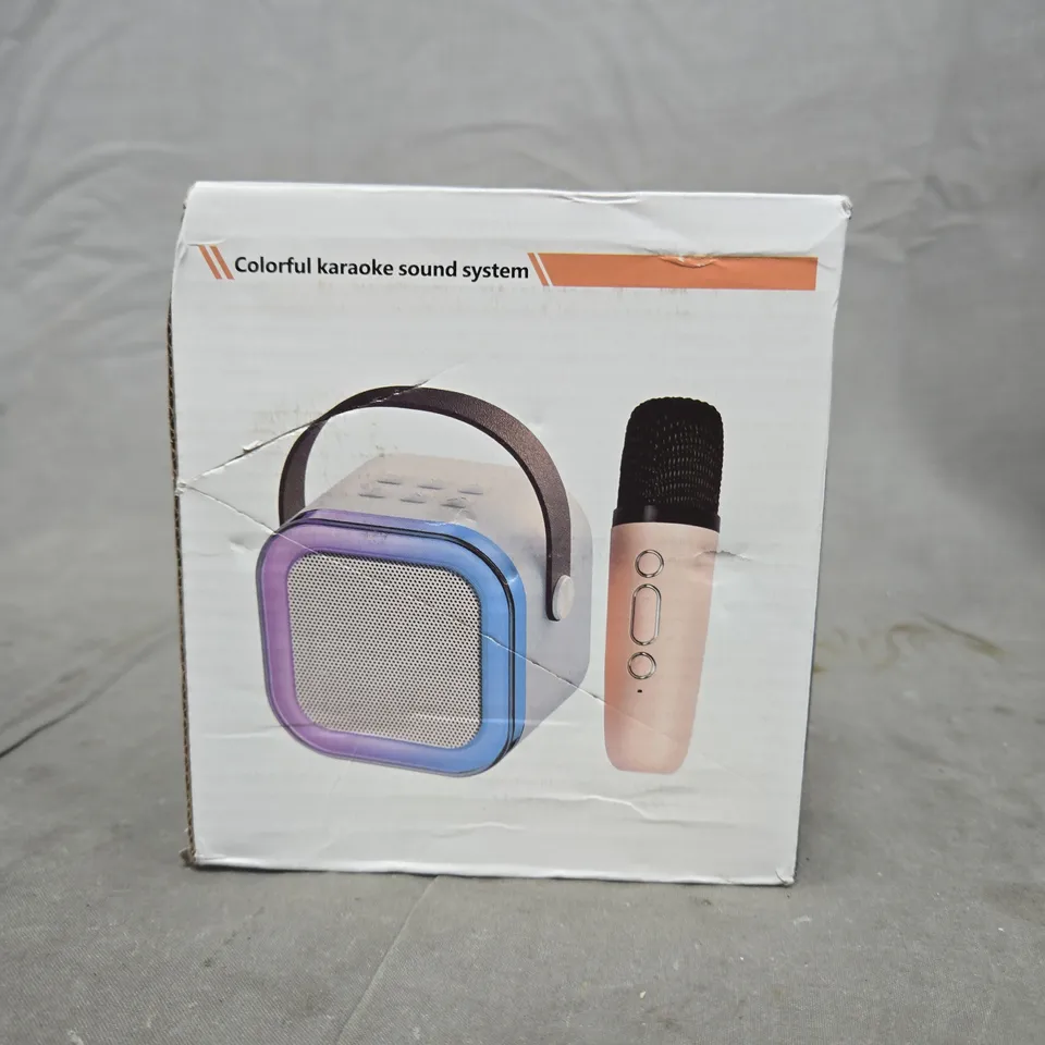 Colorful Karaoke Sound System – Portable Speaker with Microphone (Boxed)