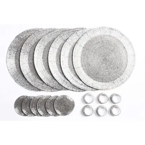 BOXED 18 PIECE PLACEMAT SET SILVER (1 ITEM)