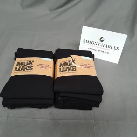 4 X PAIRS OF MUK LUKS WOMEN'S FLEECE LINED TIGHTS BLACK SIZE S/M