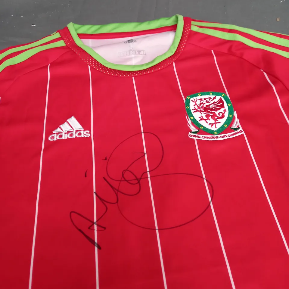 WALES FC HOME SHIRT - SIGNED BY ASHLEY WILLIAM -