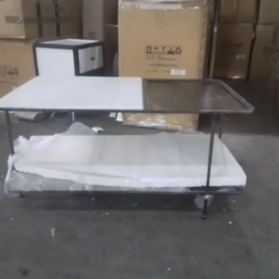 BOXED MARBLE AND STEEL FAIRFORD SOFT WHITE DRESSING TABLE 