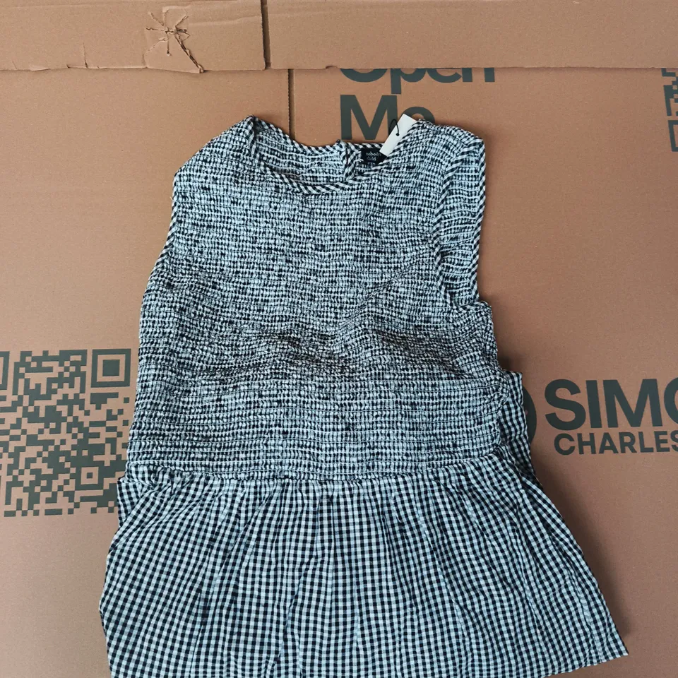 NOBODY'S CHILD SLEEVELESS CHARLIE MONO GINGHAM MIDAXI DRESS IN BLACK/WHITE SIZE UK 10