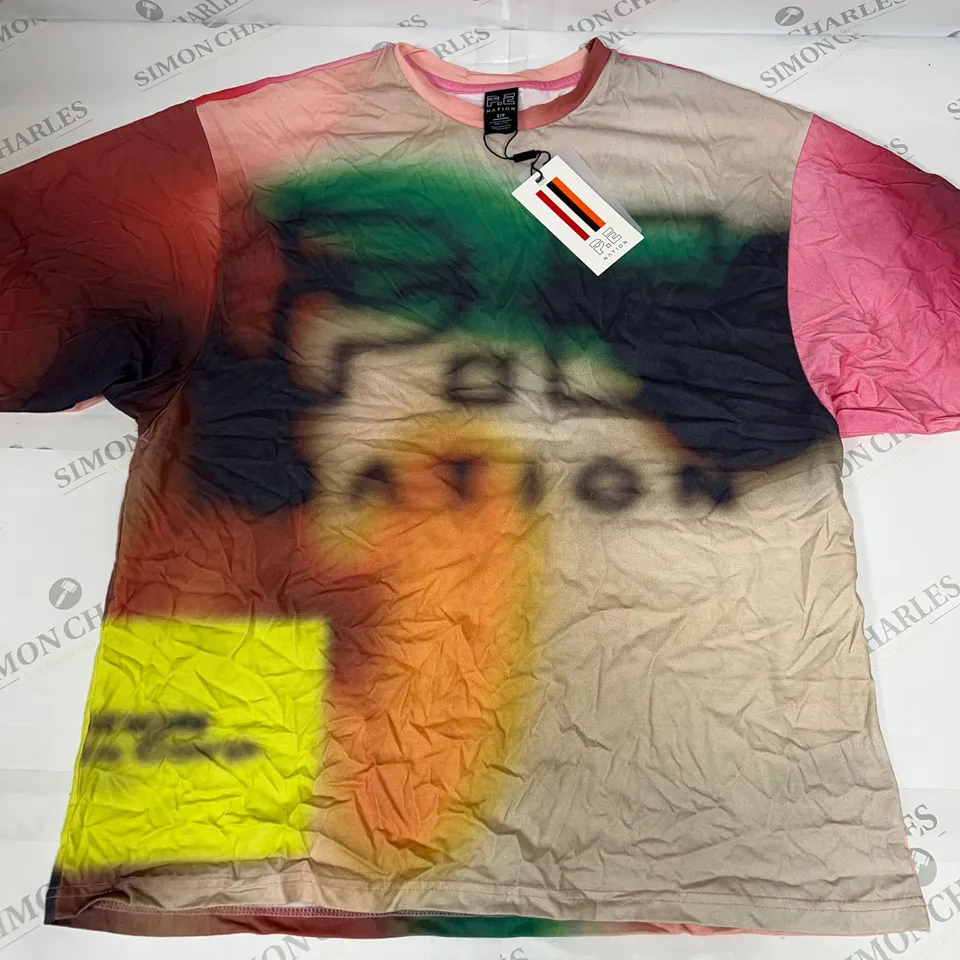 P.E NATION BLUR PRINT IMMERSION TEE IN MULTICOLOUR SIZE S