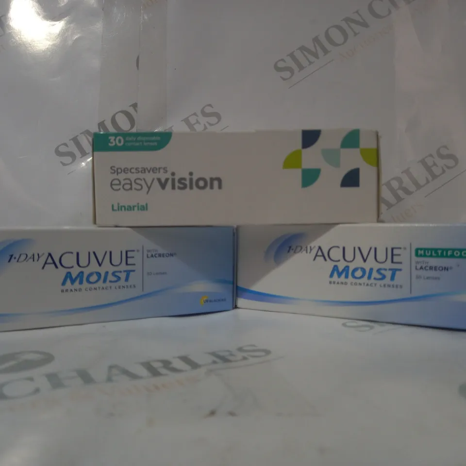 APPROXIMATELY 20 ASSORTED HOUSEHOLD ITEMS TO INCLUDE ACUVUE CONTACT LENSES, EASY VISION CONTACT LENSES, ETC