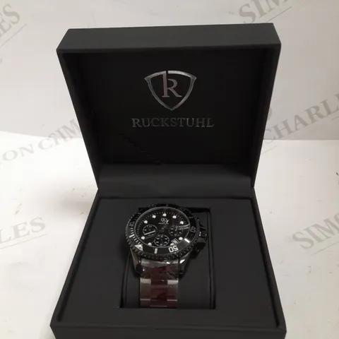 MENS RUCKSTUHL CHRONOGRAPH 8829 WATCH – BLACK DIAL - STAINLESS STEEL STRAP – 3ATM WATER RESISTANT – DATE FUNCTION