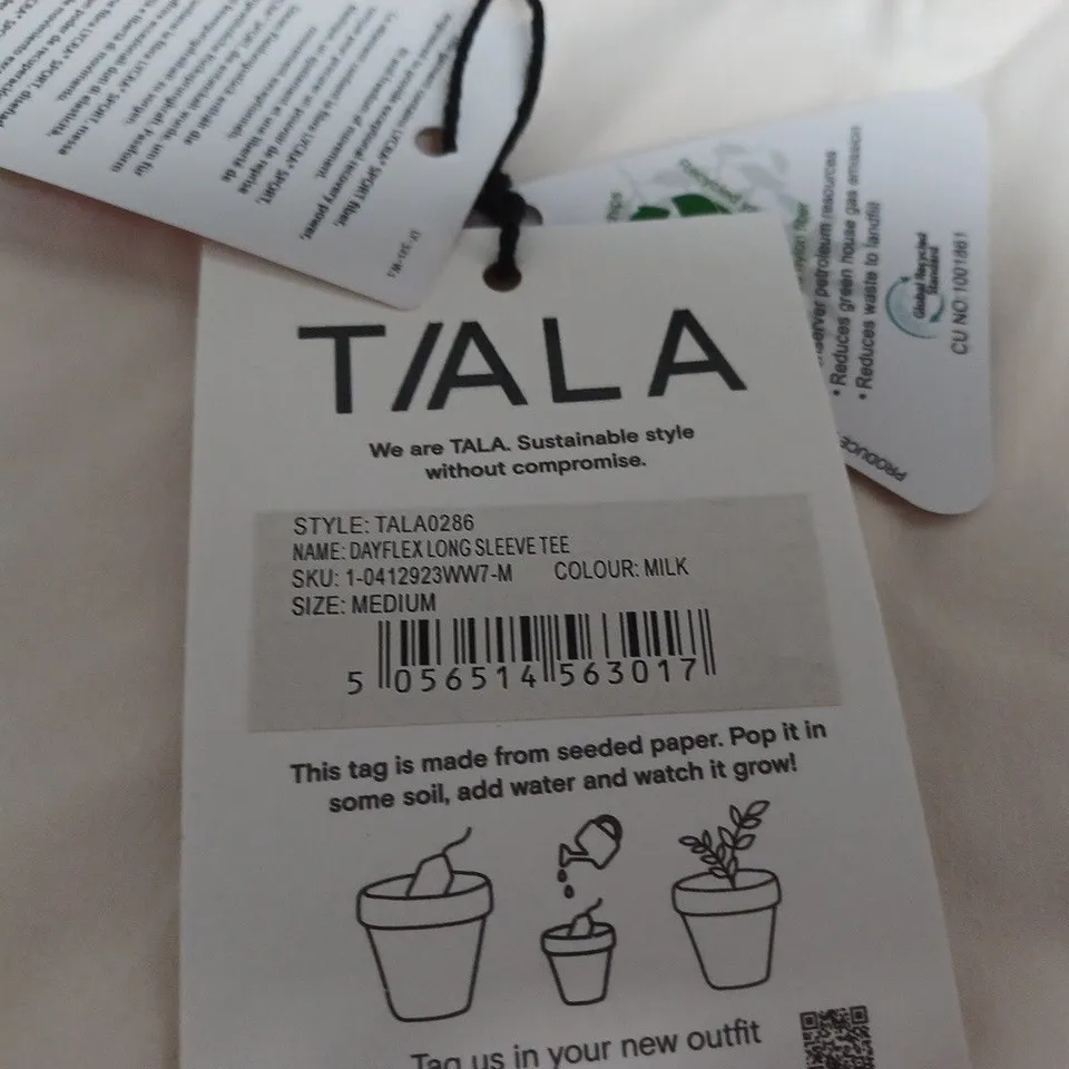 TALA DAYFLEX LONG SLEEVE TEE IN MILK - MED