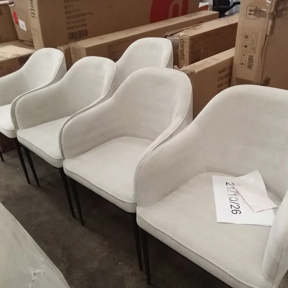 SET OF 5 DANETTI HARLEY NATURAL GREY CHENILLE DINING CHAIRS