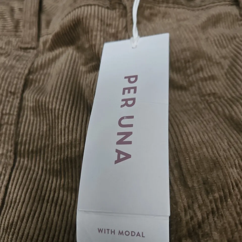 PER UNA WOMEN'S CORDUROY TROUSERS – BROWN, UK 14 REG, WITH MODAL