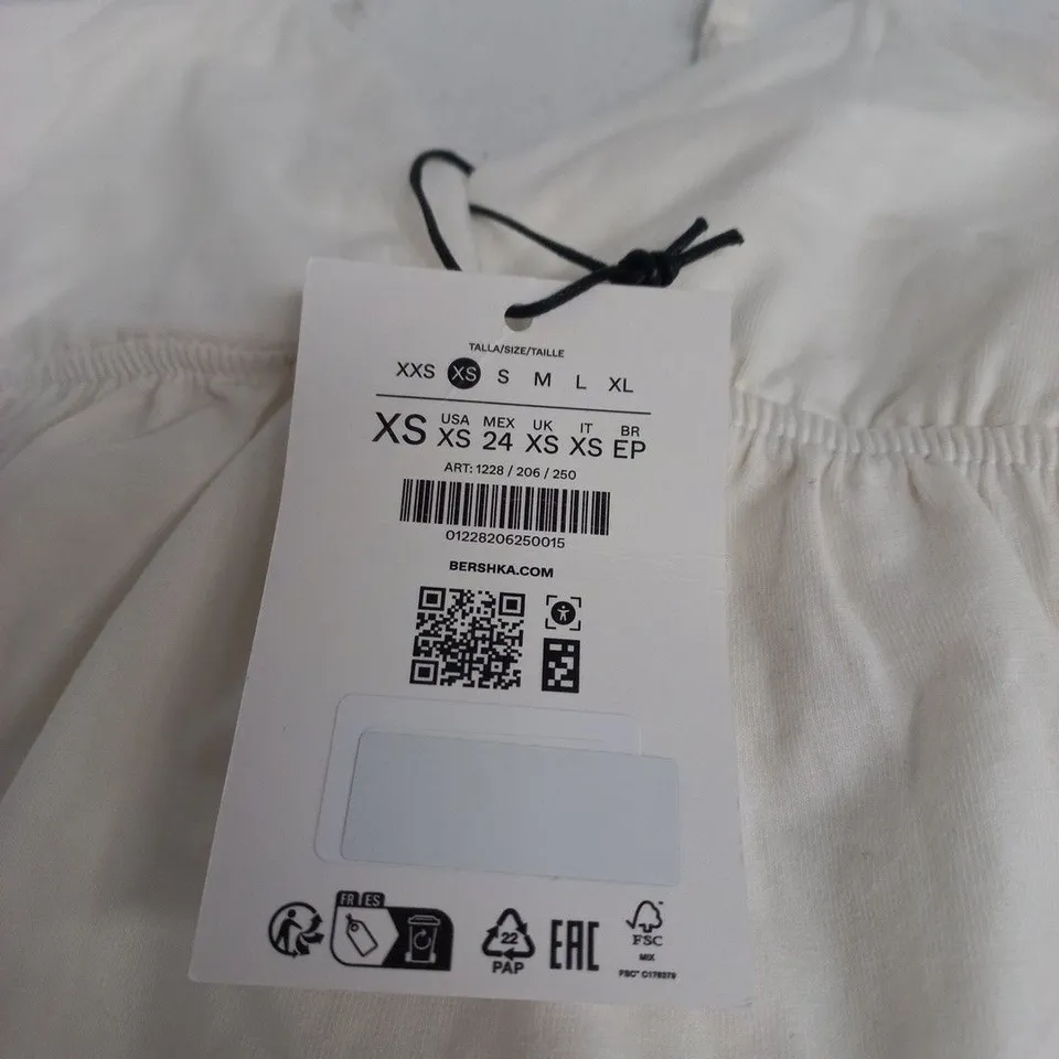 BERSHKA WHITE WOMEN'S TOP/DRESS XS (UK 6) WITH STRAPS