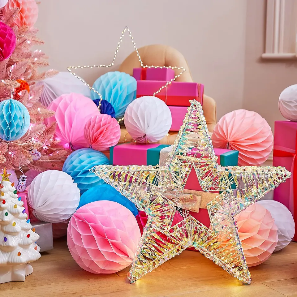 HOME REFLECTIONS IRIDESCENT PRE-LIT WIRE SHAPES WITH 8 LIGHT FUNCTIONS