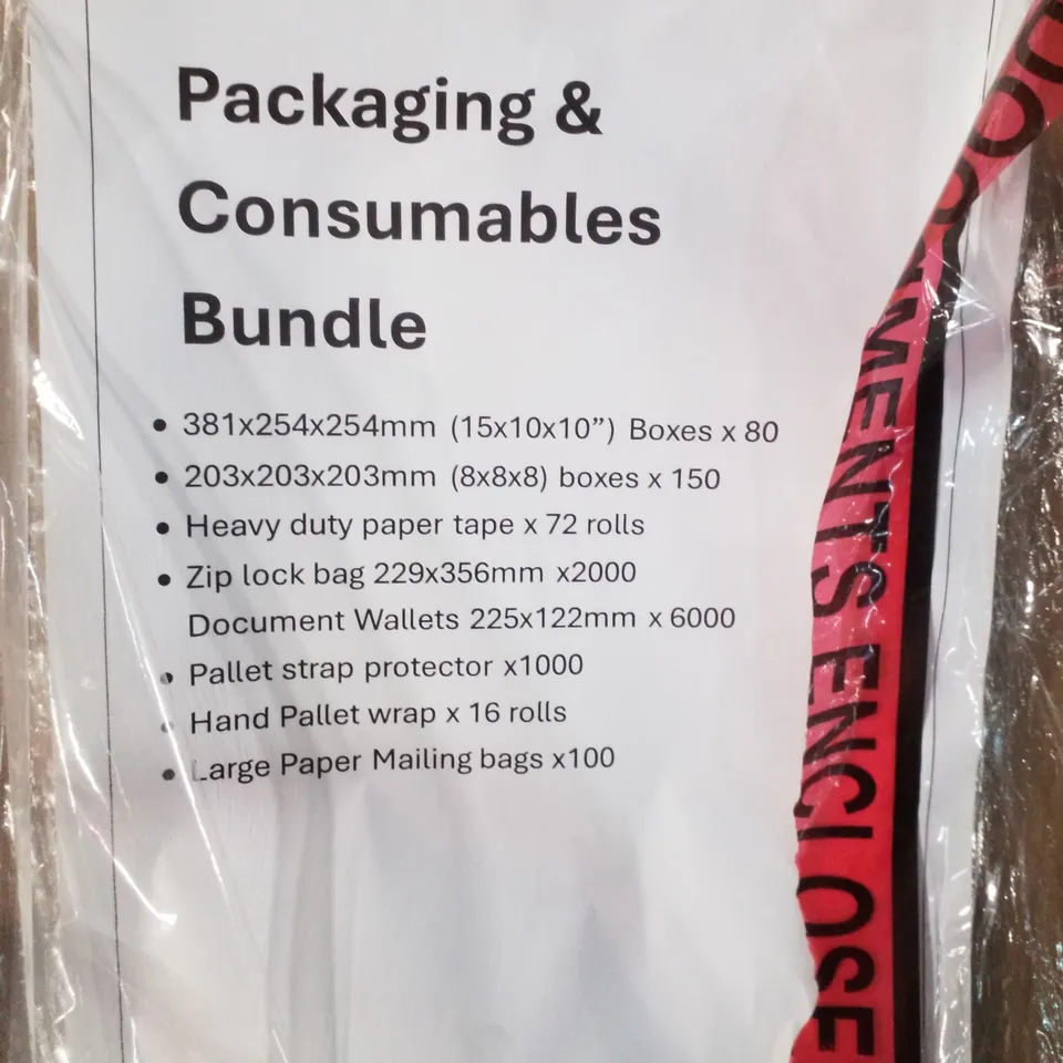 PALLET CONTAINING ASSORTED PACKAGING BUNDLE