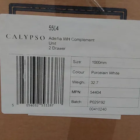 PALLET CONTAINING A LARGE QUANTITY OF BATHROOM FURNITURE PARTS INCLUDING: CALYPSO COMPLIMENT UNITS, VALLEY HUNG VANITY UNIT CARCASS ECT