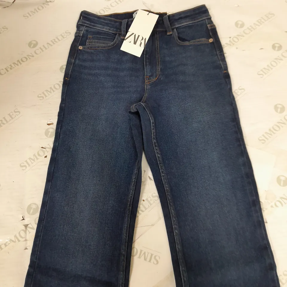 ZARA MINI FLARE DARK DENIM JEANS - SIZE  36