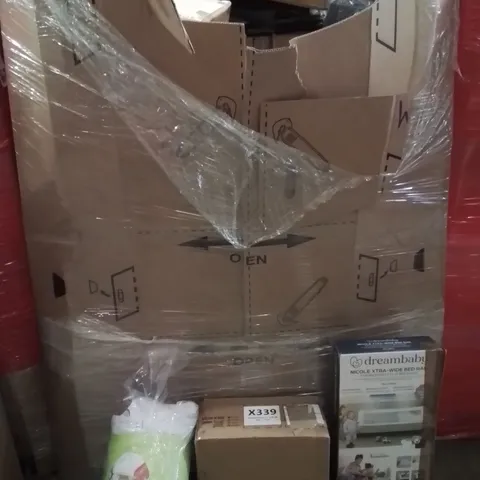 PALLET OF ASSORTED HOUSEHOLD GOODS AND PRODUCTS TO INCLUDE;BABY BLANKET,KEYS LOCK,BED RAIL