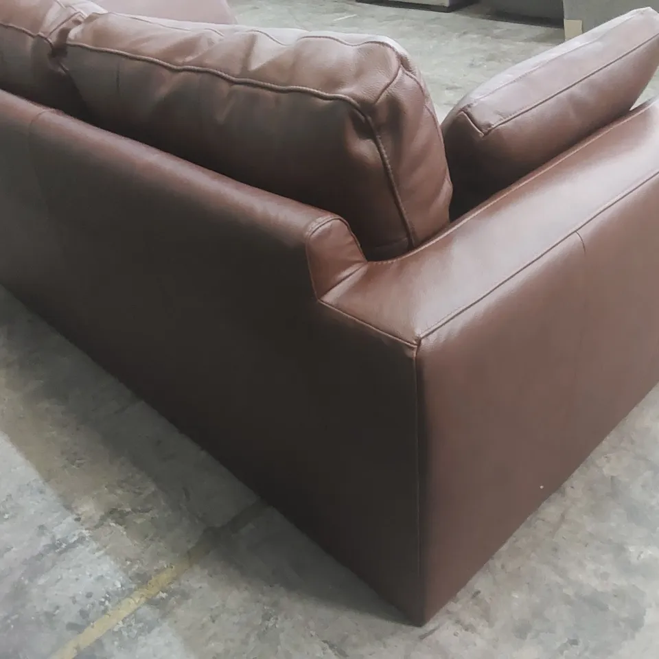 DESIGNER ARDEN 3 SEATER LEATHER UPHOLSTERED SOFA - BROWN