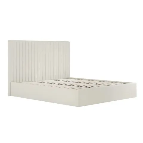 BOXED HUCKSLEY UPHOLSTERED STORAGE BED - KING SIZE, BEIGE (2 BOXES)