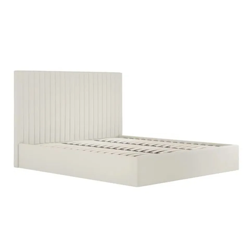 BOXED HUCKSLEY UPHOLSTERED STORAGE BED - KING SIZE, BEIGE (2 BOXES)