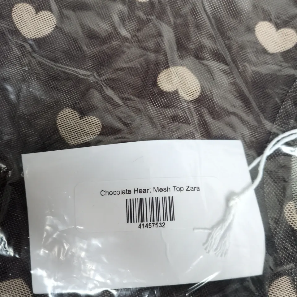 ZARA CHOCOLATE HEART MESH TOP SIZE UNSPECIFIED 