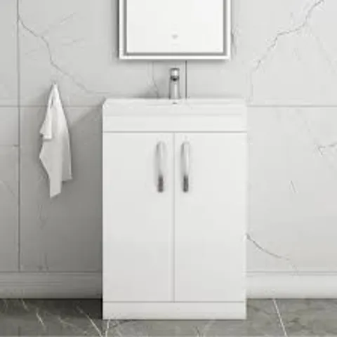 BOXED FLOOR STANDING 2 DOOR VANITY UNIT - GLOSS WHITE (1 BOX)