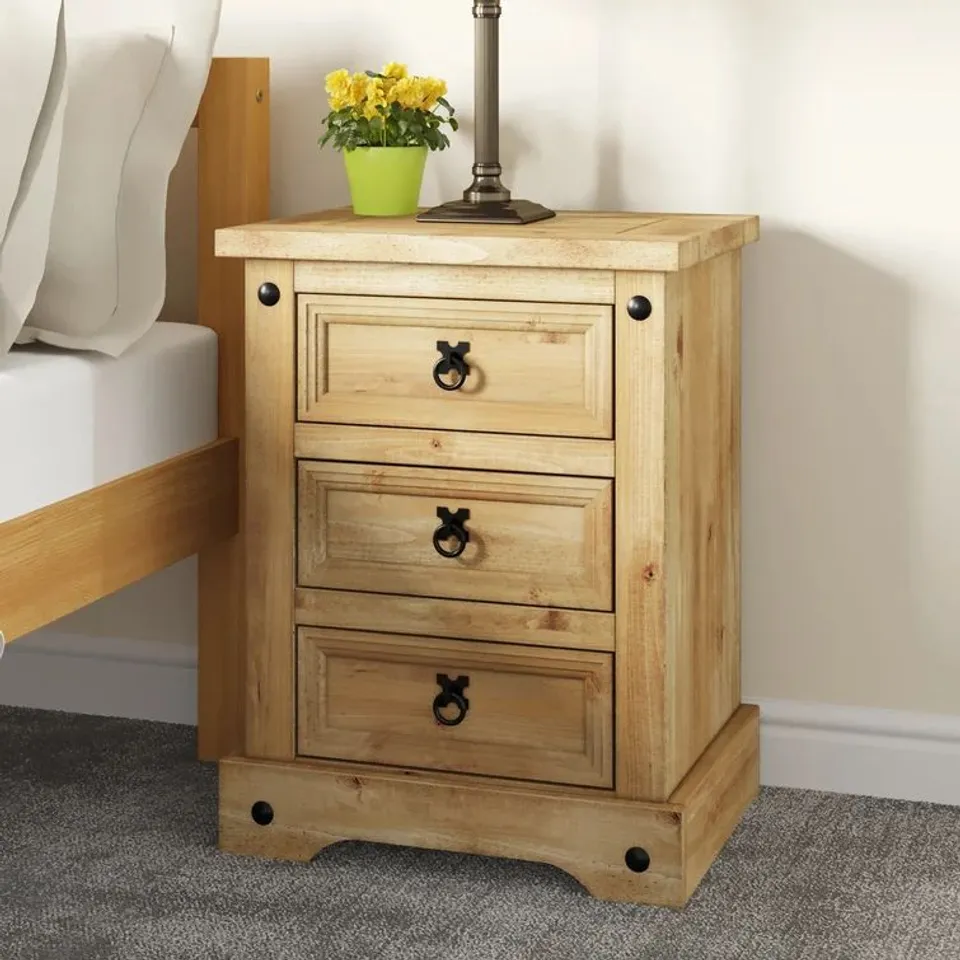 BOXED ABBIGAIL 3 DRAWER BEDSIDE TABLE