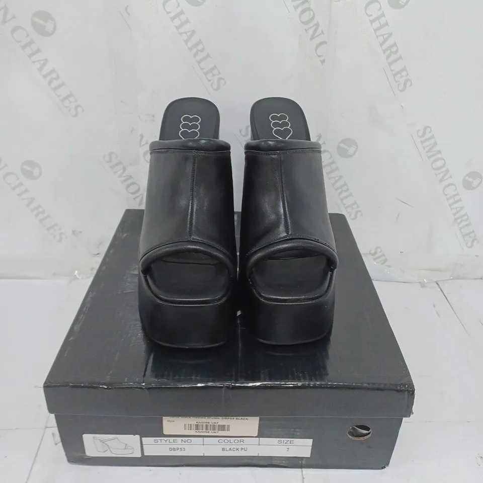 KOI FOOTWEAR LADIES BLACK HIGH HEELED MULES SIZE 7