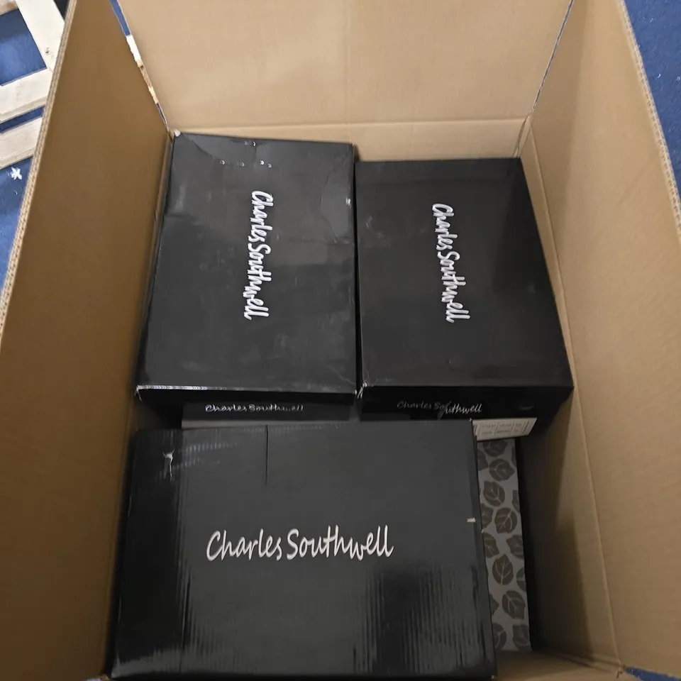 BOX OF APPROXIMATELY 12  ASSORTED PAIRS OF SHOES IN VARIOUS STLYES , COLOURS AND SIZES 