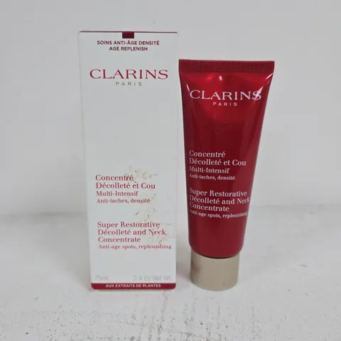 BOXED CLARINS PARIS SUPER RESTORATIVE AND NECK CONCENTRATE (75ML) 