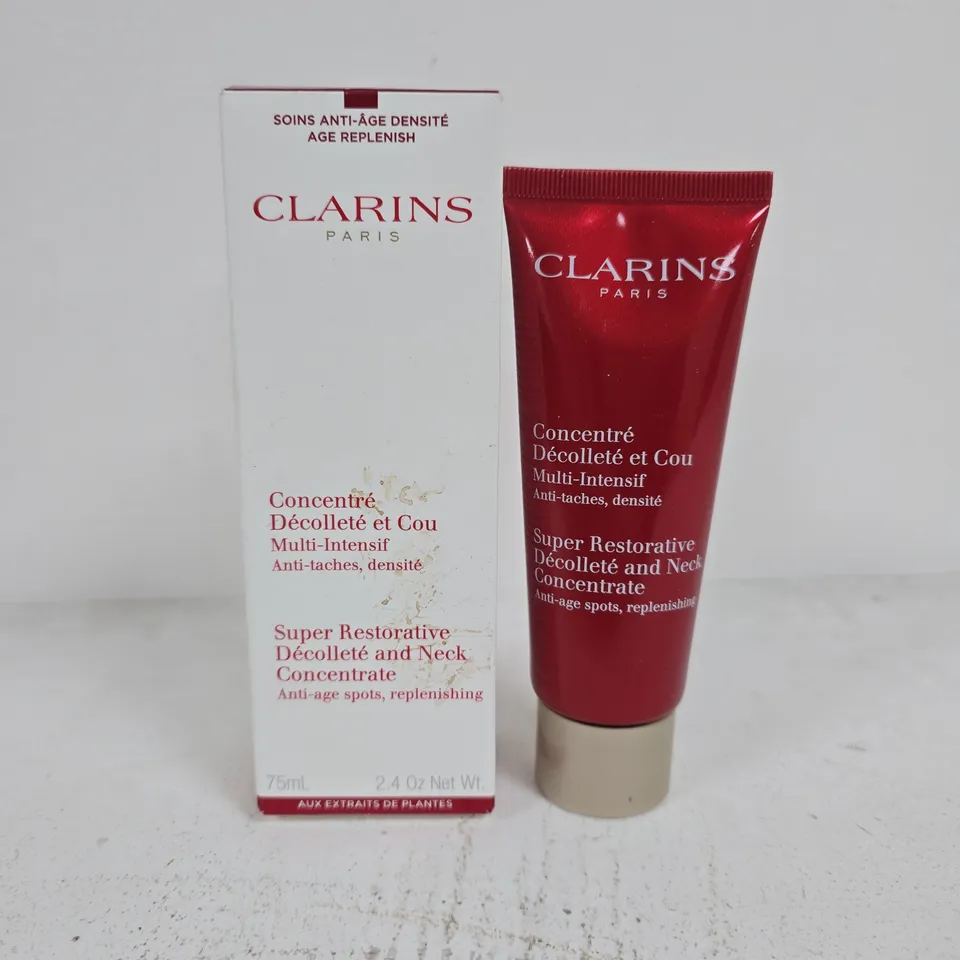 BOXED CLARINS PARIS SUPER RESTORATIVE AND NECK CONCENTRATE (75ML)