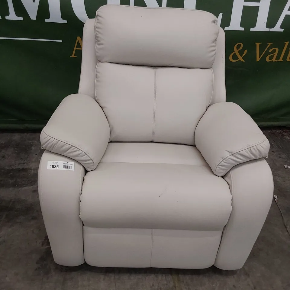 QUALITY BRITISH DESIGNER G PLAN KINGSBURY EASY CHAIR CAMBRIDGE CHALK LEATHER 