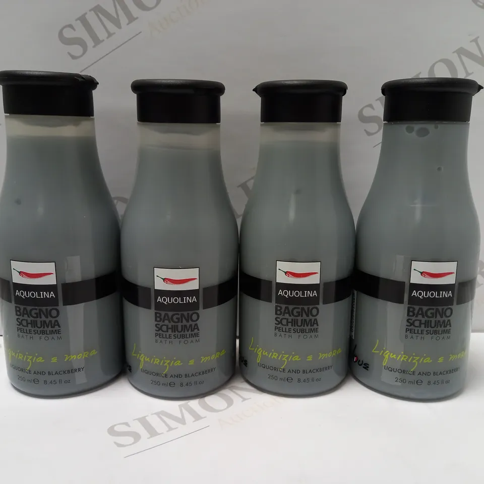 LOT OF APPROX 12 X 250ML AQUOLINA LIQUORICE BLACKBERRY BATH FOAM 