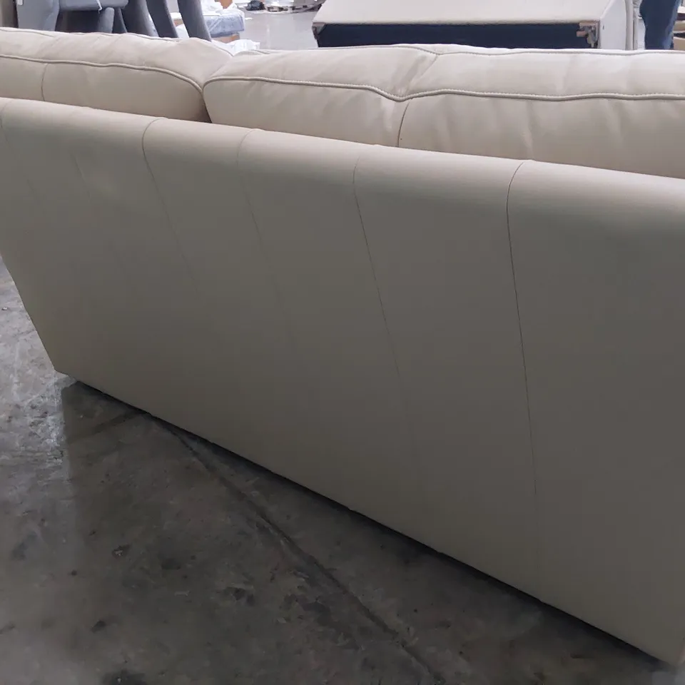 QUALITY BRITISH DESIGNER G PLAN SEATTLE THREE SEATER SOFA CAMBRIDGE STONE LEATHER 