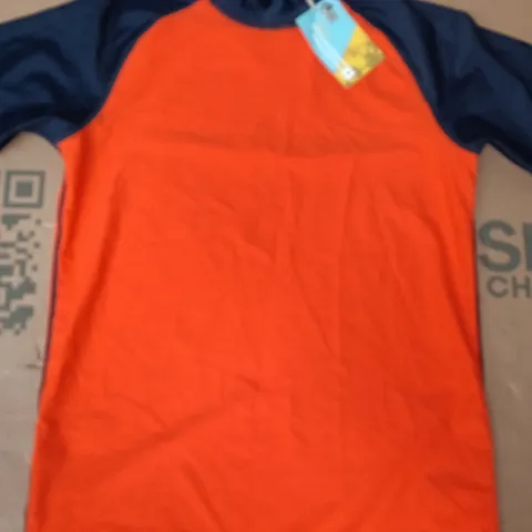 MOUNTAIN WAREHOUSE KID'S SHORT SLEEVE TOP IN ORANGE/NAVY SIZE 13 YEARS