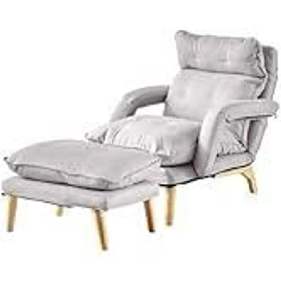 BOXED LEMROE RECLINER ARMCHAIR WITH FOOTSTOOL - GREY