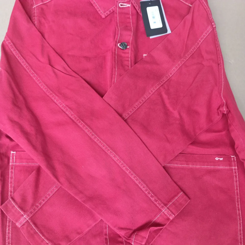 PERCIVAL OLIVER CANVAS CHORE JACKET IN RED SIZE XL