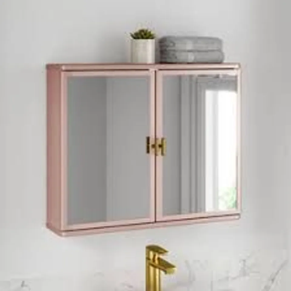 BOXED ELSIE MIRROR WALL CABINET - BLUSH PINK (1 BOX)