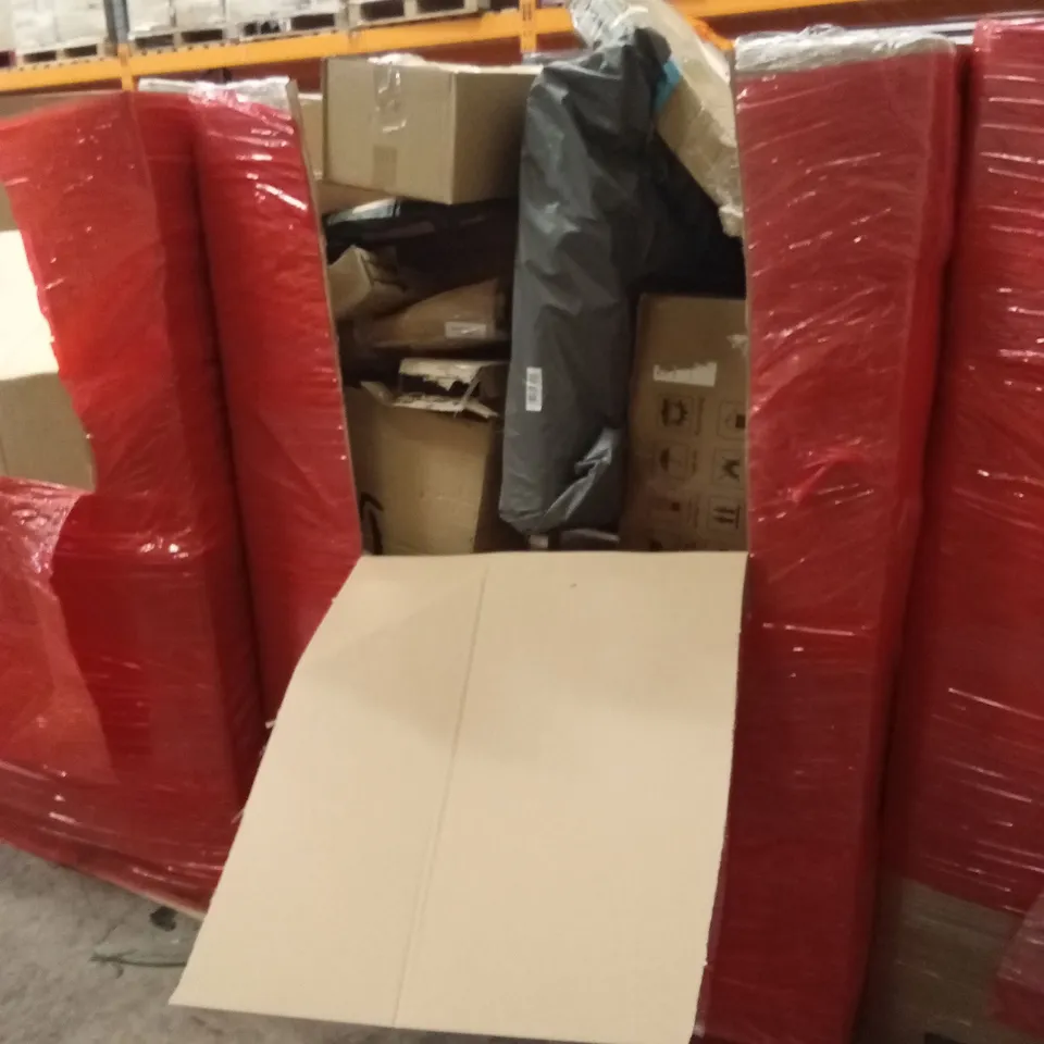 PALLET OF ASSORTED HOUSEHOLD GOODS AND PRODUCTS TO INCLUDE; BOXED FURNITURE ETC