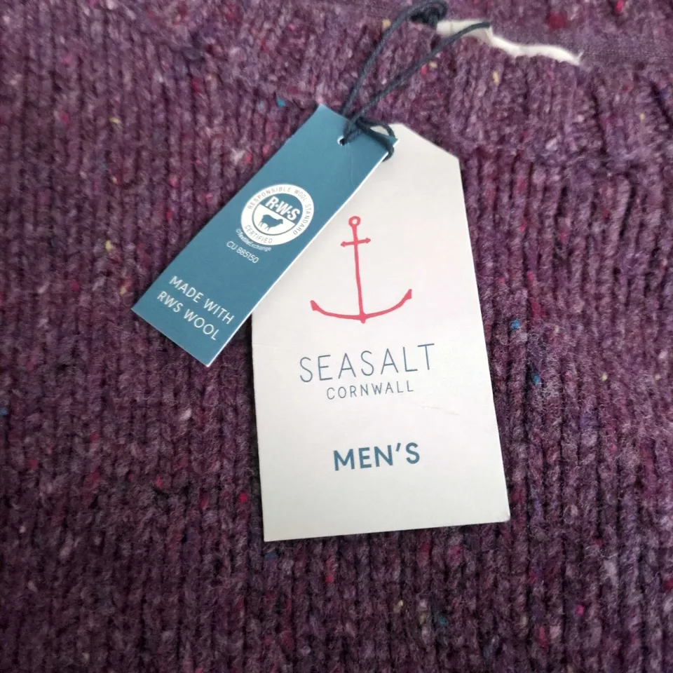 SEASALT CORNWALL MEN'S BIZEN JUMPER LAMBSWOOL – GRAPE (SIZE L)