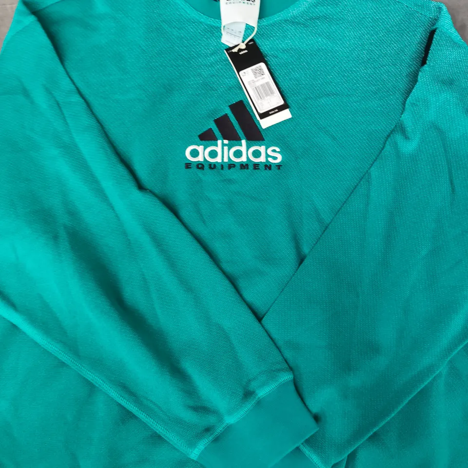 ADIDAS EQUIPMENT REFLECTIVE LONG SLEEVE JUMPER IN GREEN SIZE LARGE